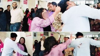 হাসপাতালে প্রকাশ্যে স্বামীকে মারধর স্ত্রীর, ভিডিও ভাইরাল