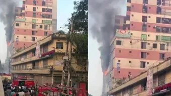 পুরান ঢাকার আরমানিটোলায় ১৪ তলা ভবনে আগুন