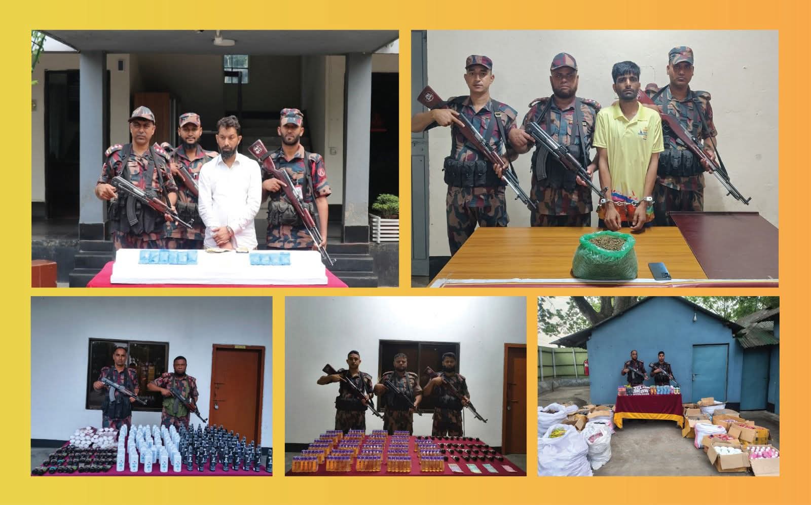 যশোর সীমান্তে বিজিবির জোরালো অভিযান, মাদক ও চোরাচালানি পণ্য জব্দ; আটক ২